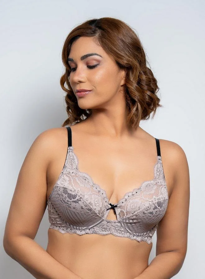 Aadaraya Aadaraya Lace Detail Bra with Hook and Eye Closure