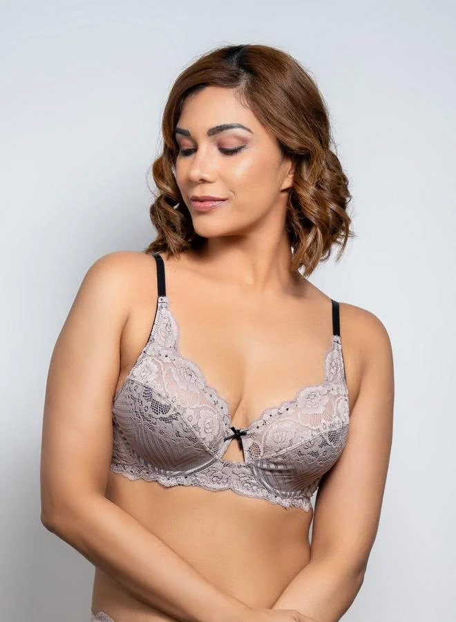 Aadaraya Aadaraya Lace Detail Bra with Hook and Eye Closure