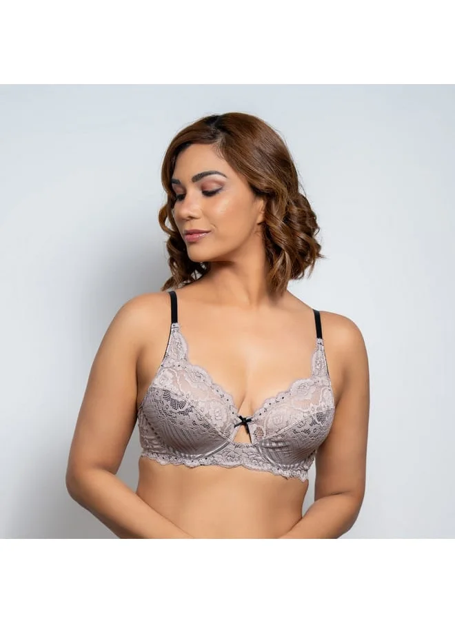 Aadaraya Aadaraya Lace Detail Bra with Hook and Eye Closure