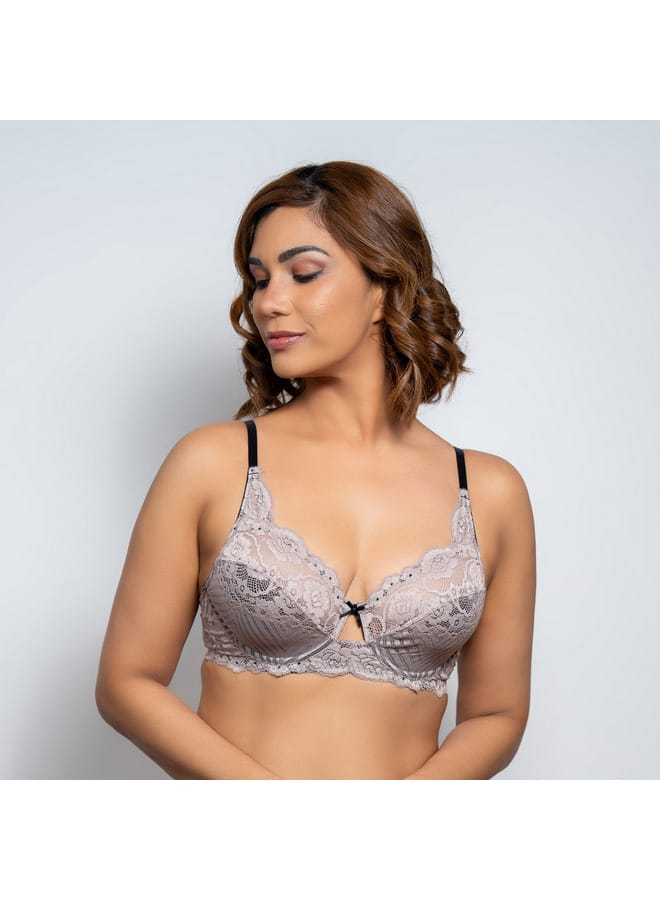 Aadaraya Aadaraya Lace Detail Bra with Hook and Eye Closure  - Image 1
