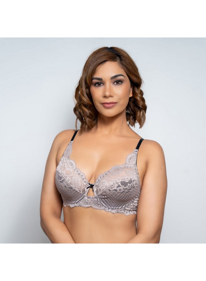 Aadaraya Aadaraya Lace Detail Bra with Hook and Eye Closure  - Image 3