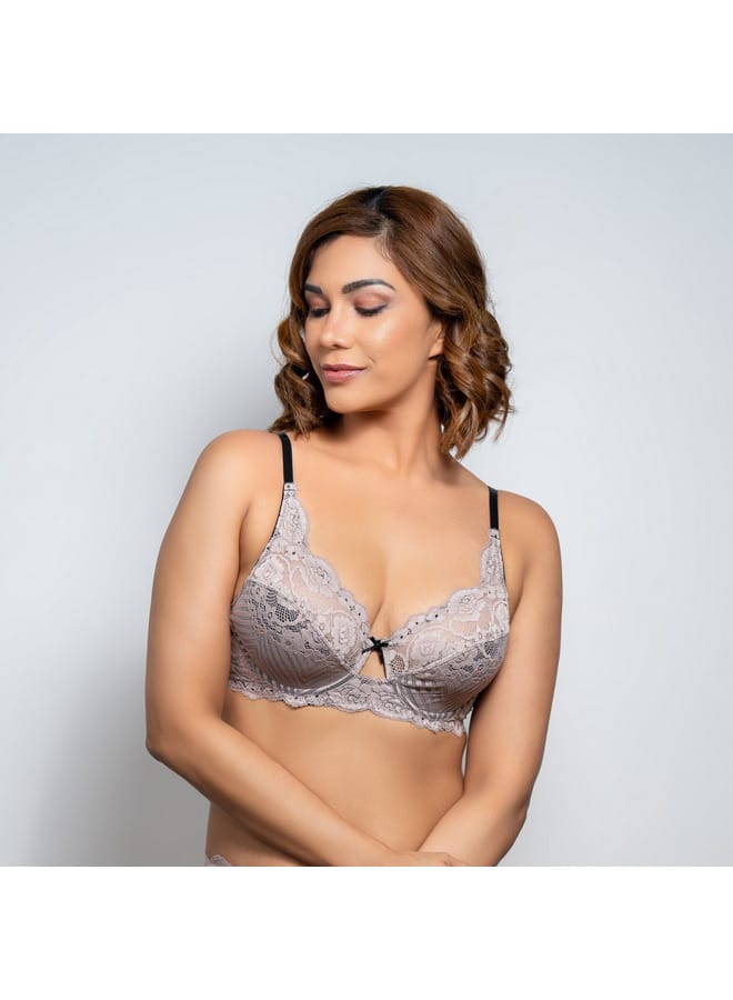 Aadaraya Aadaraya Lace Detail Bra with Hook and Eye Closure  - Image 2