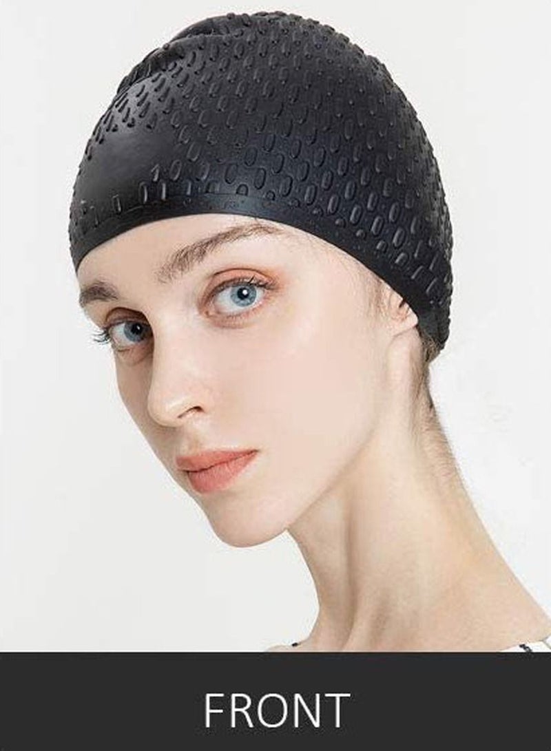 ISHWAZ Pack Of 2 Silicone Swim Cap, 3D Ergonomic Beautiful Design for Men, Girls, Ideal for Curly Short Medium Long Hair, Protecting Hair from Chlorine, Bacteria, Sand in the Water, Odorless And Comfortable - Image 5