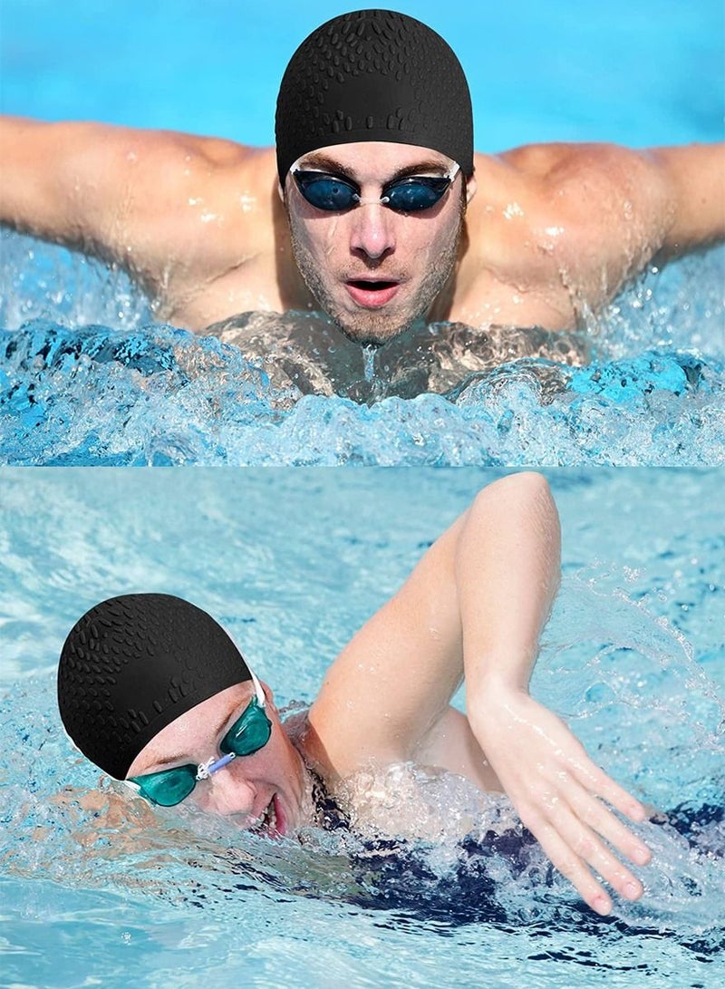 ISHWAZ Pack Of 2 Silicone Swim Cap, 3D Ergonomic Beautiful Design for Men, Girls, Ideal for Curly Short Medium Long Hair, Protecting Hair from Chlorine, Bacteria, Sand in the Water, Odorless And Comfortable - Image 3