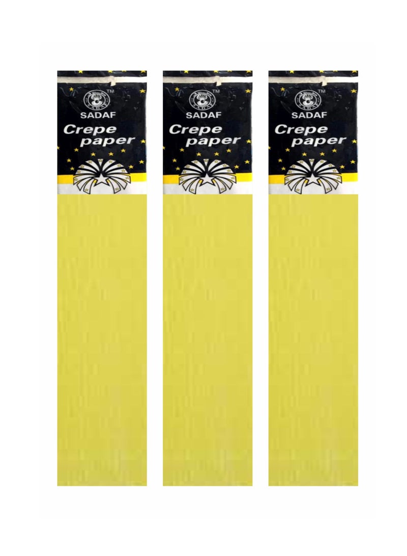Sadaf Crepe Paper For Art Light Yellow Colour 50x200cm Size (Pack of 3) - Image 2
