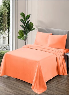 PACHA HOME Plain sheet set with fabric pattern - color: Coral-Size: 180*270+1 pillowcases. 