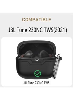 NIBEMINENT Compatible with JBL Tune 230NC TWS Case Protective Cover Front LED Visible Full-Body TPU Hard Shell Protective Cover Case Skin with Keychain and Lanyard (Black)  - Image 2