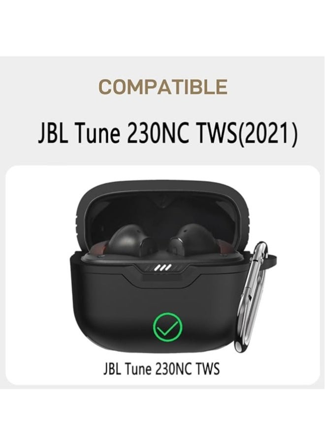 NIBEMINENT - Compatible with JBL Tune 230NC TWS Case Protective Cover Front LED Visible Full-Body TPU Hard Shell Protective Cover Case Skin with Keychain and Lanyard (Black) - Image 1