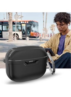 NIBEMINENT Compatible with JBL Tune 230NC TWS Case Protective Cover Front LED Visible Full-Body TPU Hard Shell Protective Cover Case Skin with Keychain and Lanyard (Black)  - Image 3