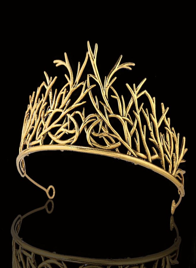 winvin Alloy Branch Crown Queen Crown For Cosplay Birthday Wedding Halloween Costume Party Decorations (Dark Gold) - Image 2