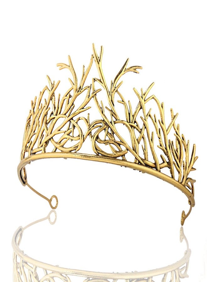 winvin Alloy Branch Crown Queen Crown For Cosplay Birthday Wedding Halloween Costume Party Decorations (Dark Gold) - Image 1