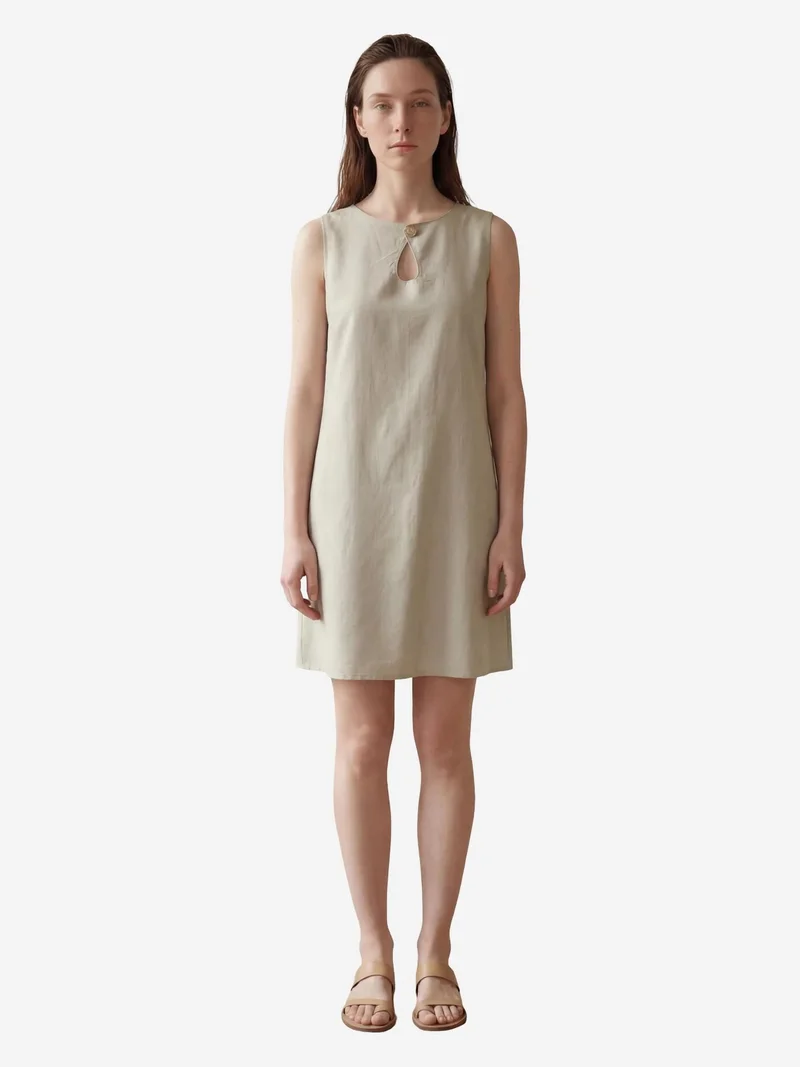 MY FASHION Sage Green MY FASHION Cut Out Detailed Mini Dress with Pockets for Women | Best Price UAE