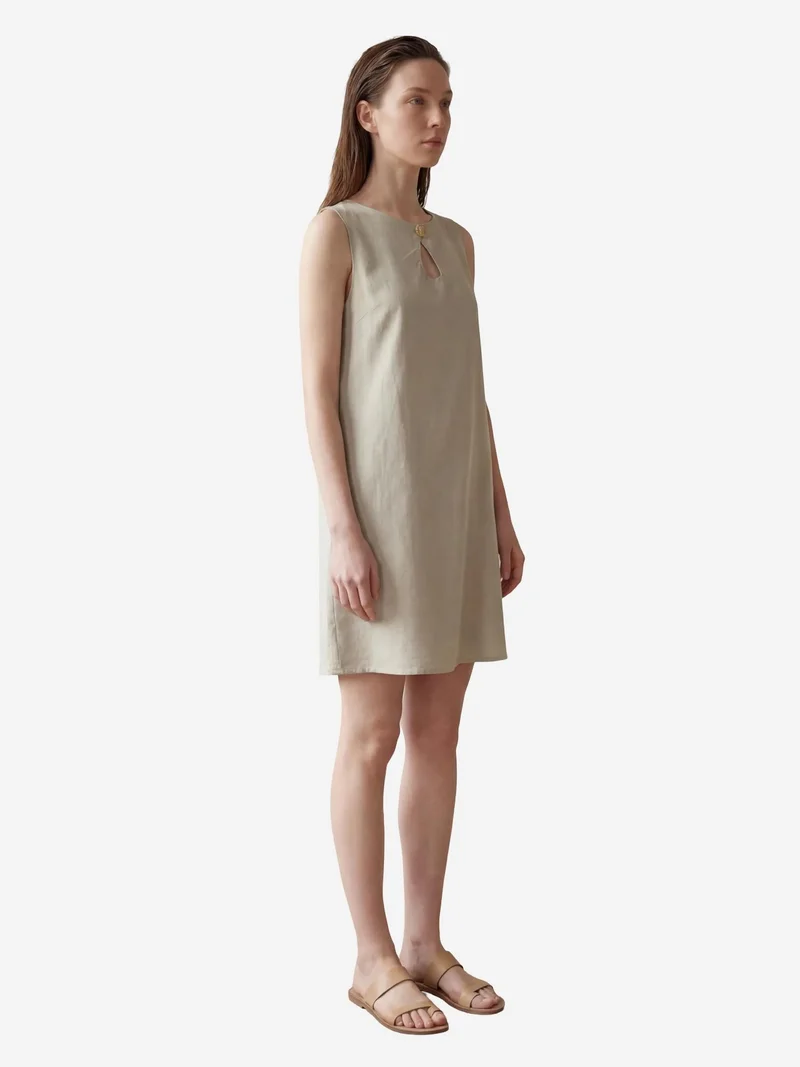 MY FASHION Sage Green MY FASHION Cut Out Detailed Mini Dress with Pockets for Women | Best Price UAE