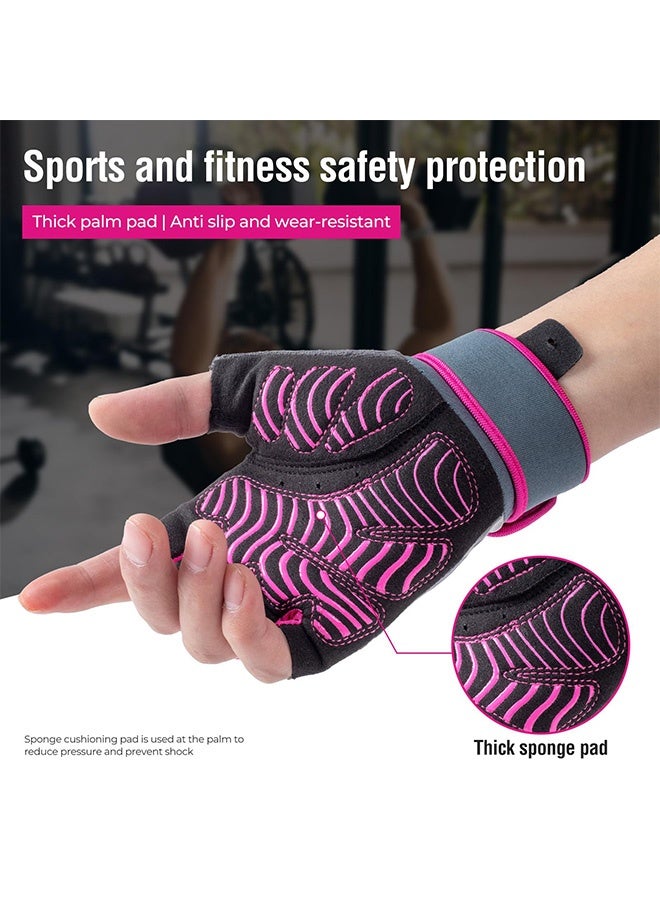CAMPANAS Gym Hand Gloves with Wrist Support – Adjustable Half-Finger Weight Lifting Gloves for Men & Women, Non-Slip Breathable Workout Gloves for Fitness, CrossFit, Cycling & Powerlifting(Pink) - Image 2