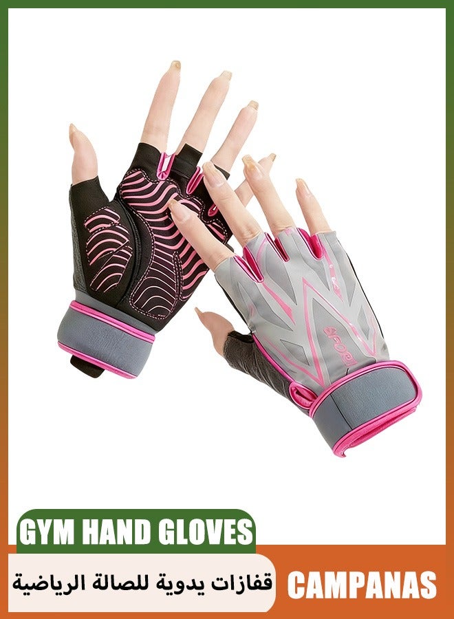 CAMPANAS Gym Hand Gloves with Wrist Support – Adjustable Half-Finger Weight Lifting Gloves for Men & Women, Non-Slip Breathable Workout Gloves for Fitness, CrossFit, Cycling & Powerlifting(Pink) - Image 1