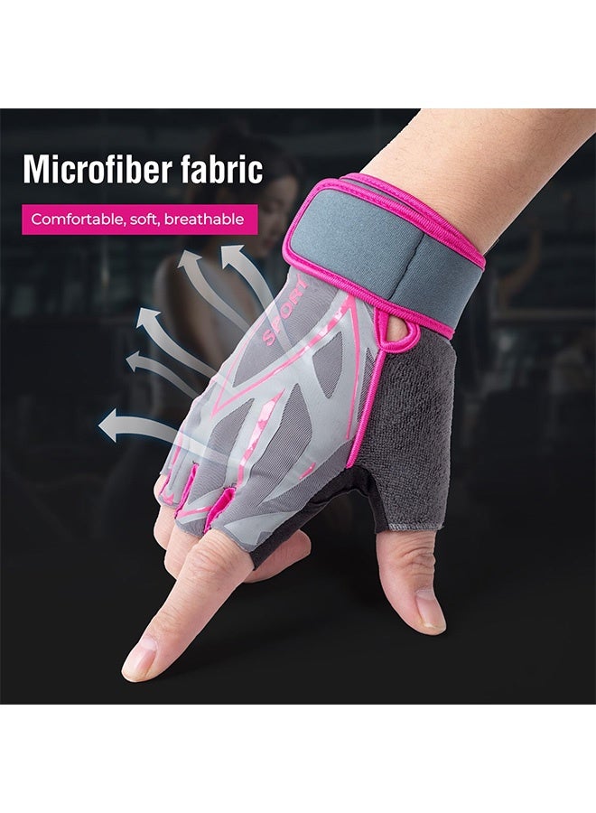 CAMPANAS Gym Hand Gloves with Wrist Support – Adjustable Half-Finger Weight Lifting Gloves for Men & Women, Non-Slip Breathable Workout Gloves for Fitness, CrossFit, Cycling & Powerlifting(Pink) - Image 5