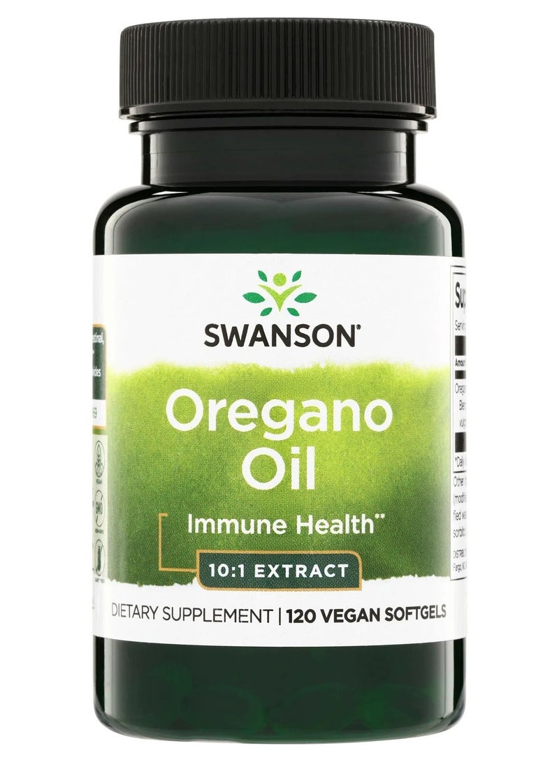 SWANSON Oregano Oil 10:1 Extract – Immune, Digestive & Respiratory Support (120 Vegan Softgels) - Image 1