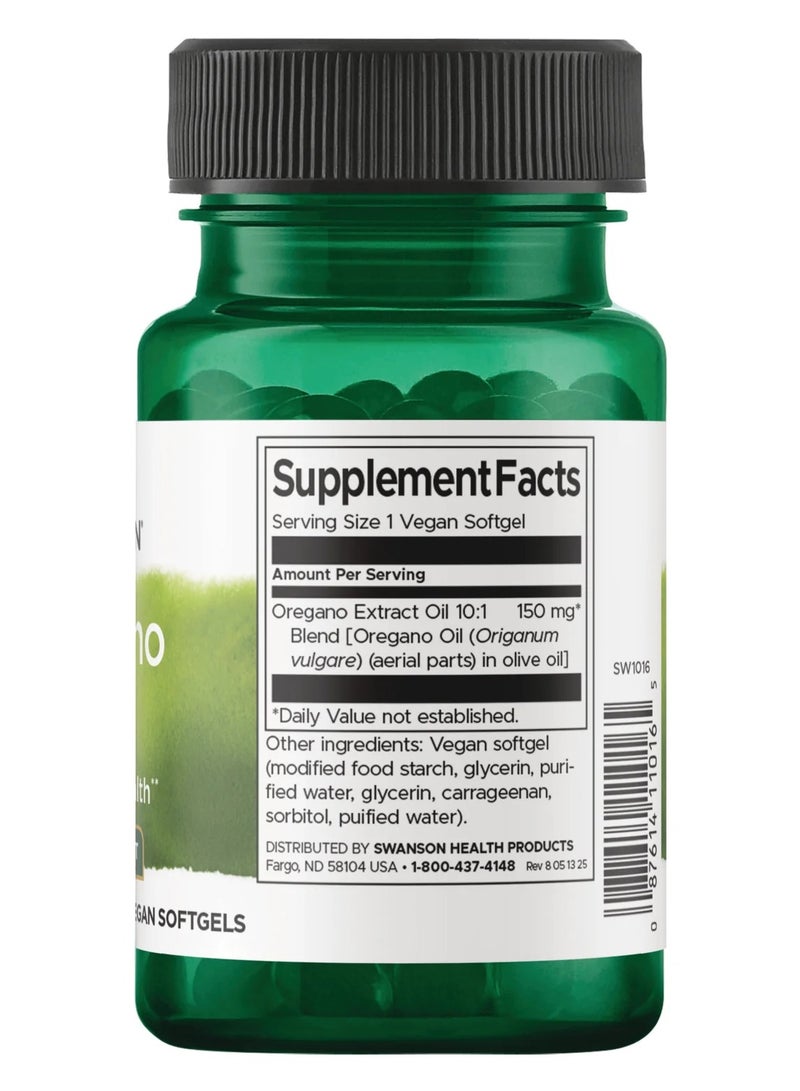 SWANSON Oregano Oil 10:1 Extract – Immune, Digestive & Respiratory Support (120 Vegan Softgels) - Image 2