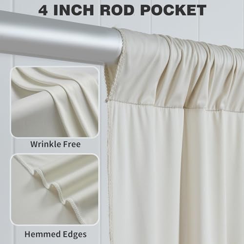 Htper 20ftx12ft Beige Backdrop Curtains for Parties, Wrinkle Free Polyester Beige Photo Backdrop Drapes 4 Panels 12 ft Long Back Drop Cloth for Wedding Birthday Photography Background - Image 2
