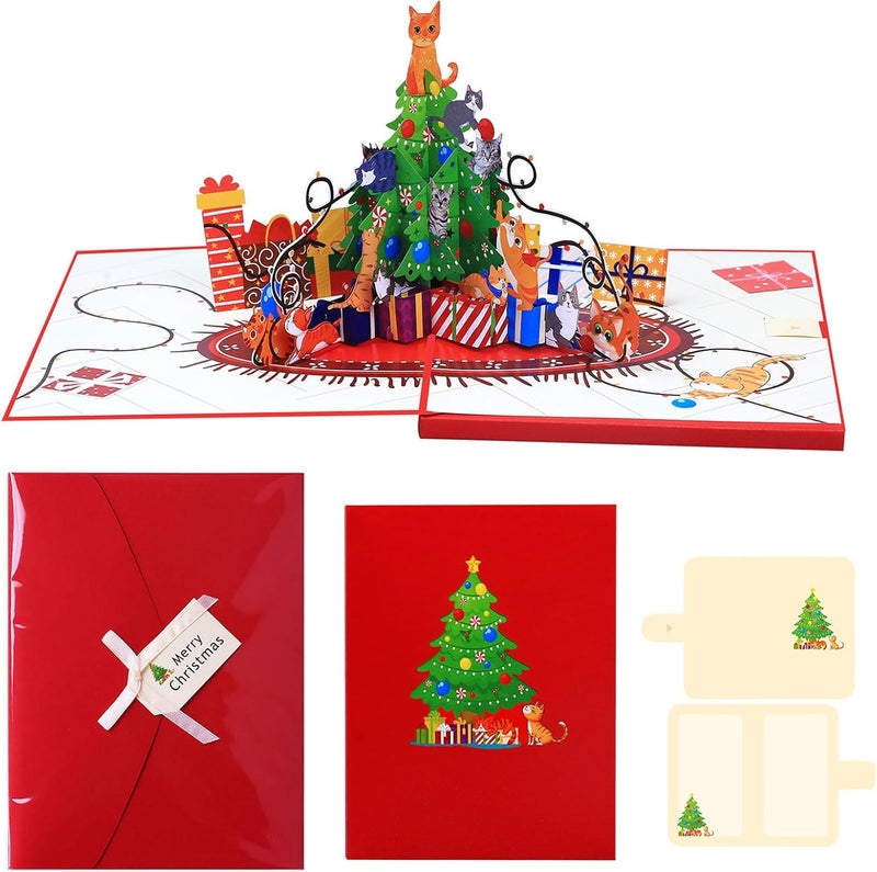 Participatory Three-dimeChristmas Card with Musical Surprise and LED Lighting Artisanal Papercraft for Cyclical Longings Constructed Holiday Invitation Card - Image 1