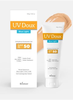 Brinton UV Doux Blue Light Tinted Sunscreen Gel SPF 50 PA+++ Broad Specturm | Blue Light & UVA/UVB Protection | Matte Finish with Sweat & Water Resistance For Men & Women | For All Skin Types, 50g  - Image 1