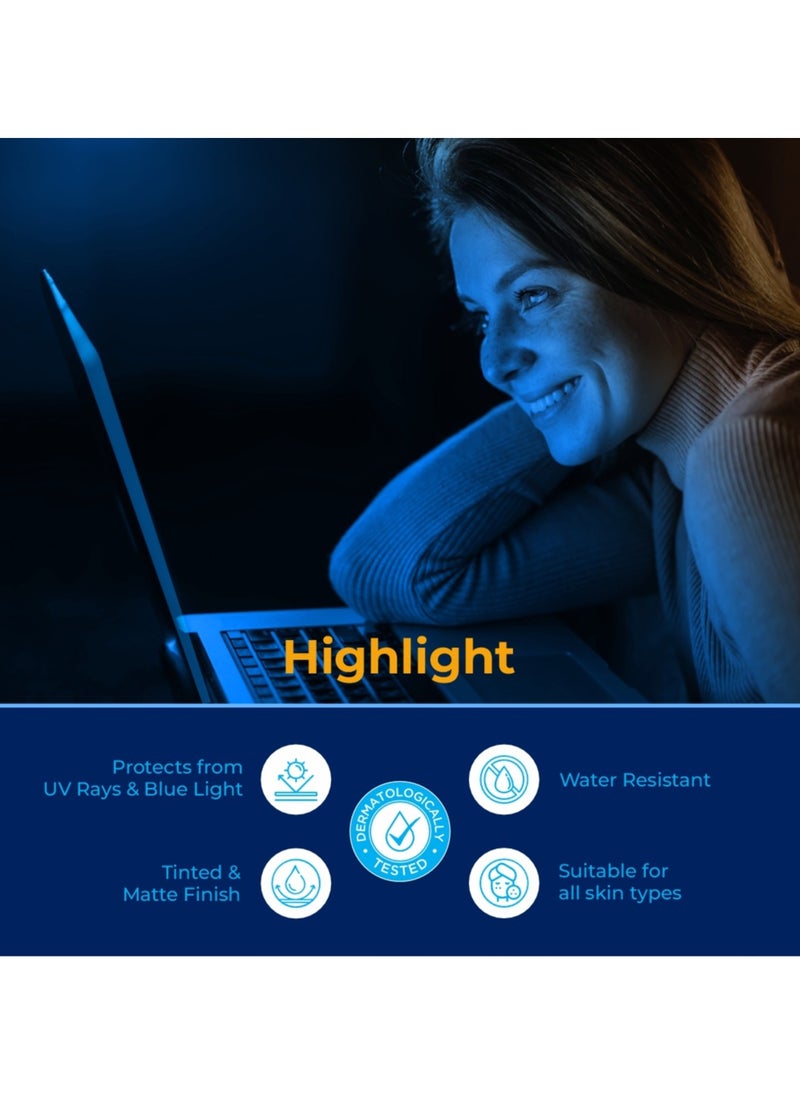 Brinton UV Doux Blue Light Tinted Sunscreen Gel SPF 50 PA+++ Broad Specturm | Blue Light & UVA/UVB Protection | Matte Finish with Sweat & Water Resistance For Men & Women | For All Skin Types, 50g  - Image 4