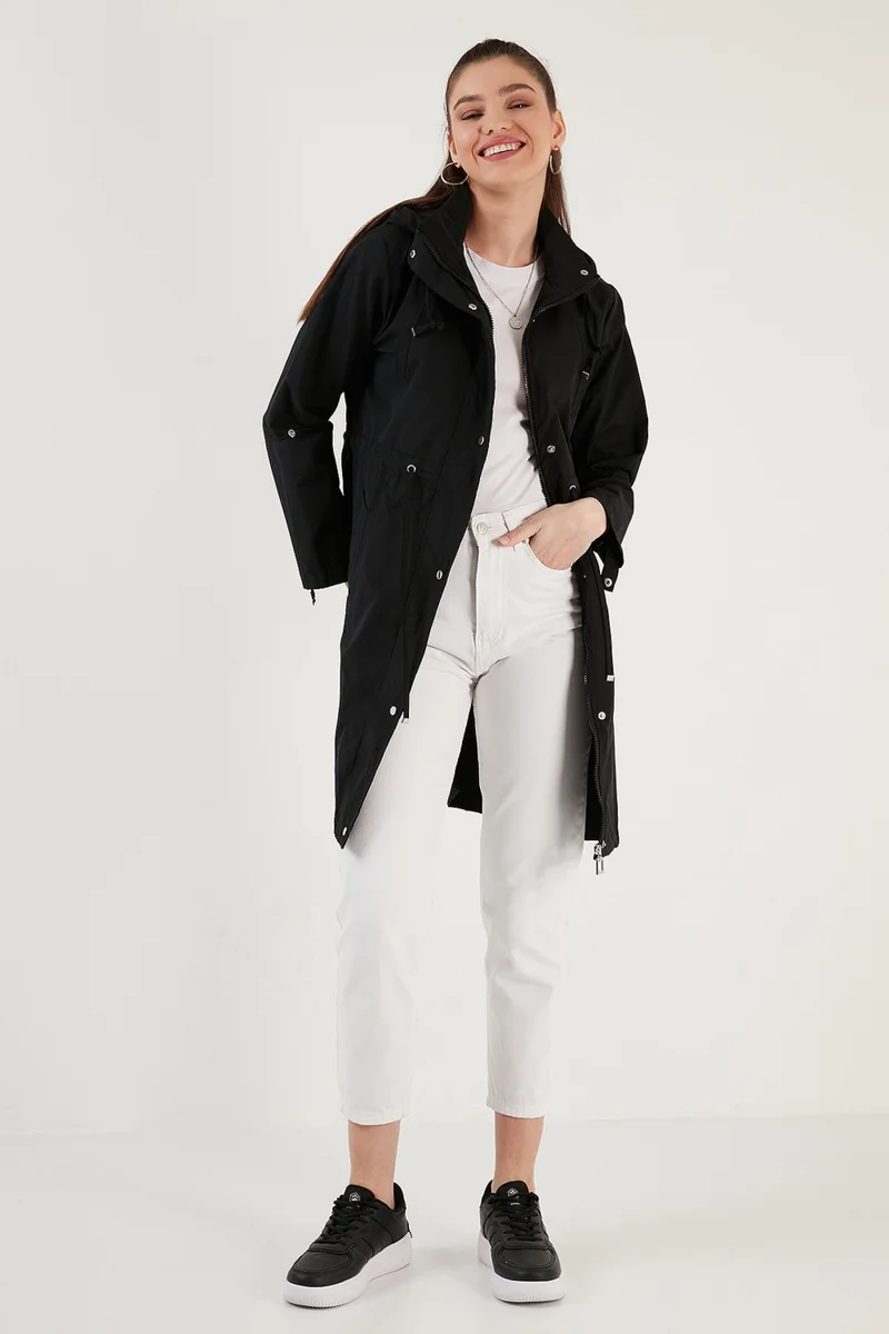 Lela Lela Regular Fit Removable Hooded Thin Seasonal Coat Women's Coat 497SEZEN
