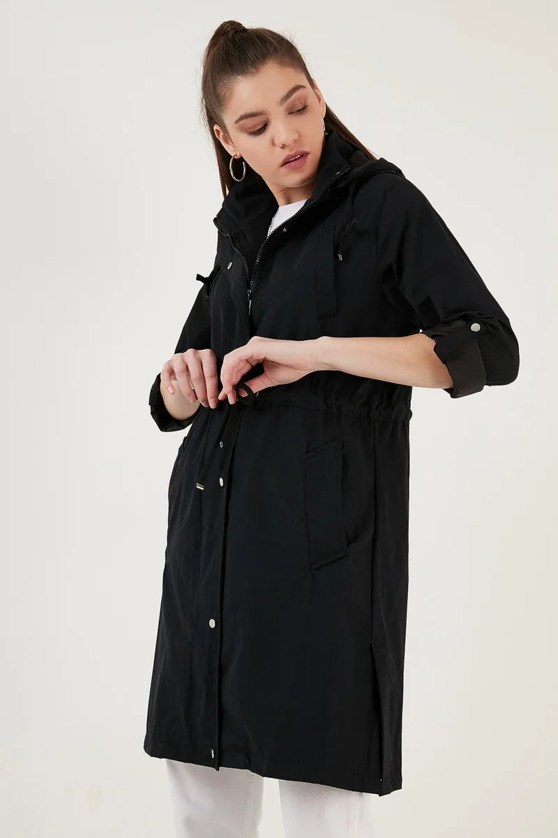 Lela Lela Regular Fit Removable Hooded Thin Seasonal Coat Women's Coat 497SEZEN