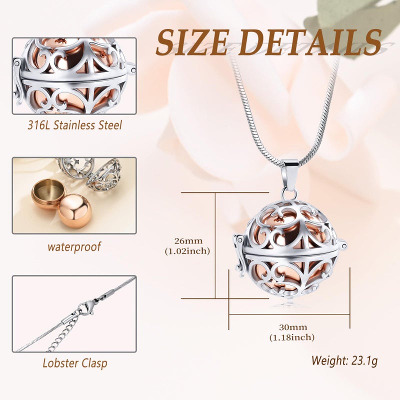 Minicremation Cremation Jewelry Urn Pendant Necklace for Ashes with Hollow Ball Keepsake Memorial Jewelry for Ashes (Rose Gold) - Image 2