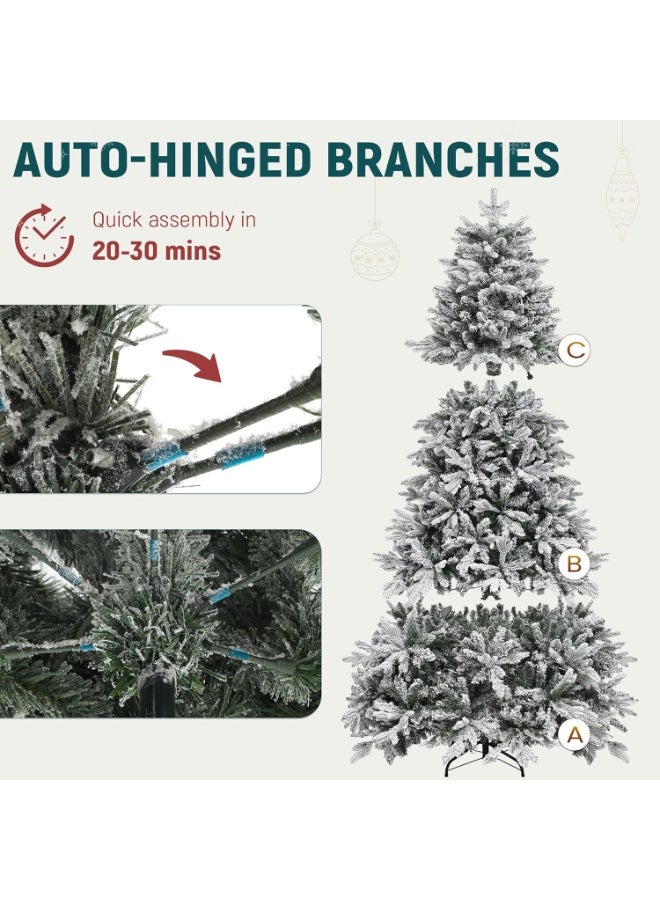 جورونب شجرة عيد الميلاد البيضاء المُغطاة بشجرة التنوب الثلجية، مناسبة للمنزل والمكتب، بطول 120 سم/150 سم/180 سم/210 سم/240 سم، سهلة التركيب، مع حامل معدني. - Image 4