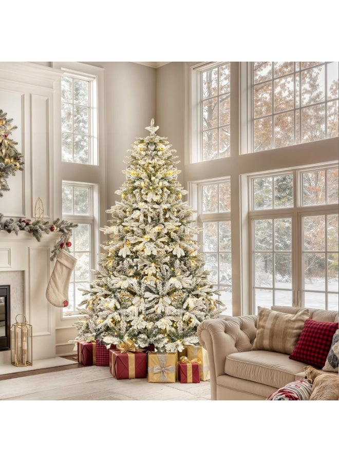 جورونب شجرة عيد الميلاد البيضاء المُغطاة بشجرة التنوب الثلجية، مناسبة للمنزل والمكتب، بطول 120 سم/150 سم/180 سم/210 سم/240 سم، سهلة التركيب، مع حامل معدني. - Image 5