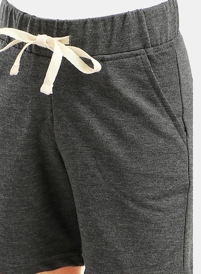 Kady Cotton Drawstring Elastic Waist Side-Pocket Sweat Shorts for Kids - Charcoal, 14 Years - Image 4