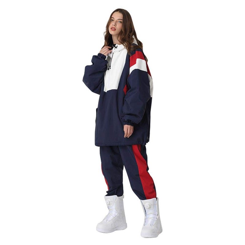 SEARIPE Couples Ski Suit Womens Ski Jackets and Pants Set Two Pieces Loose Snow Suits Men Winter SnowsuitBlueL - Image 2