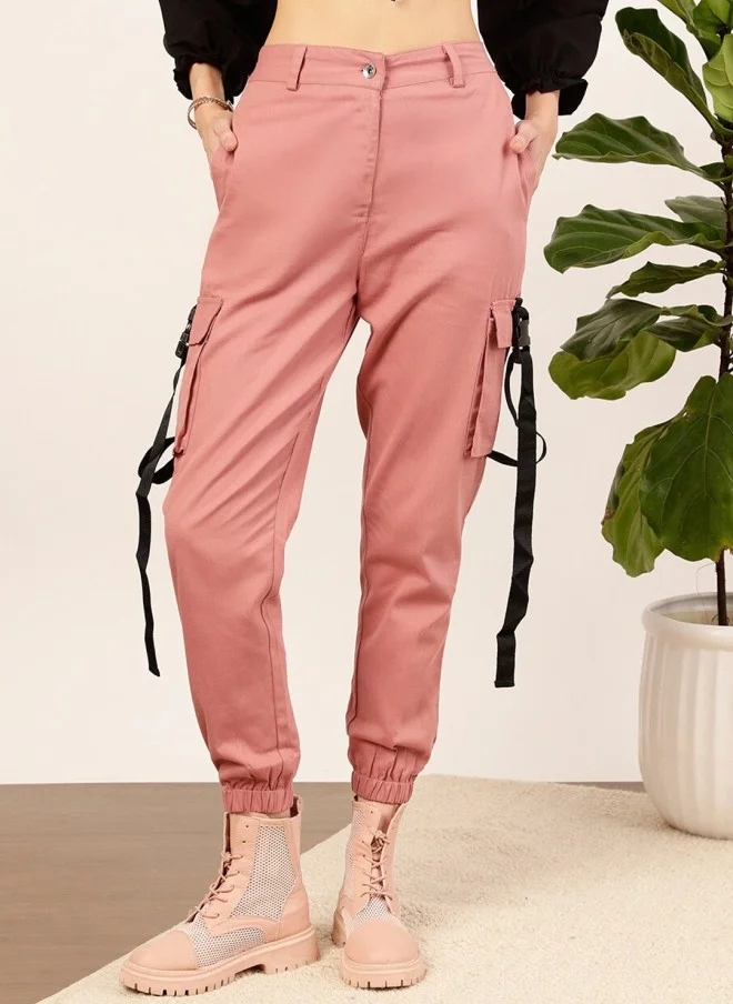 STREET 9 Pink Cargo Trousers for Women