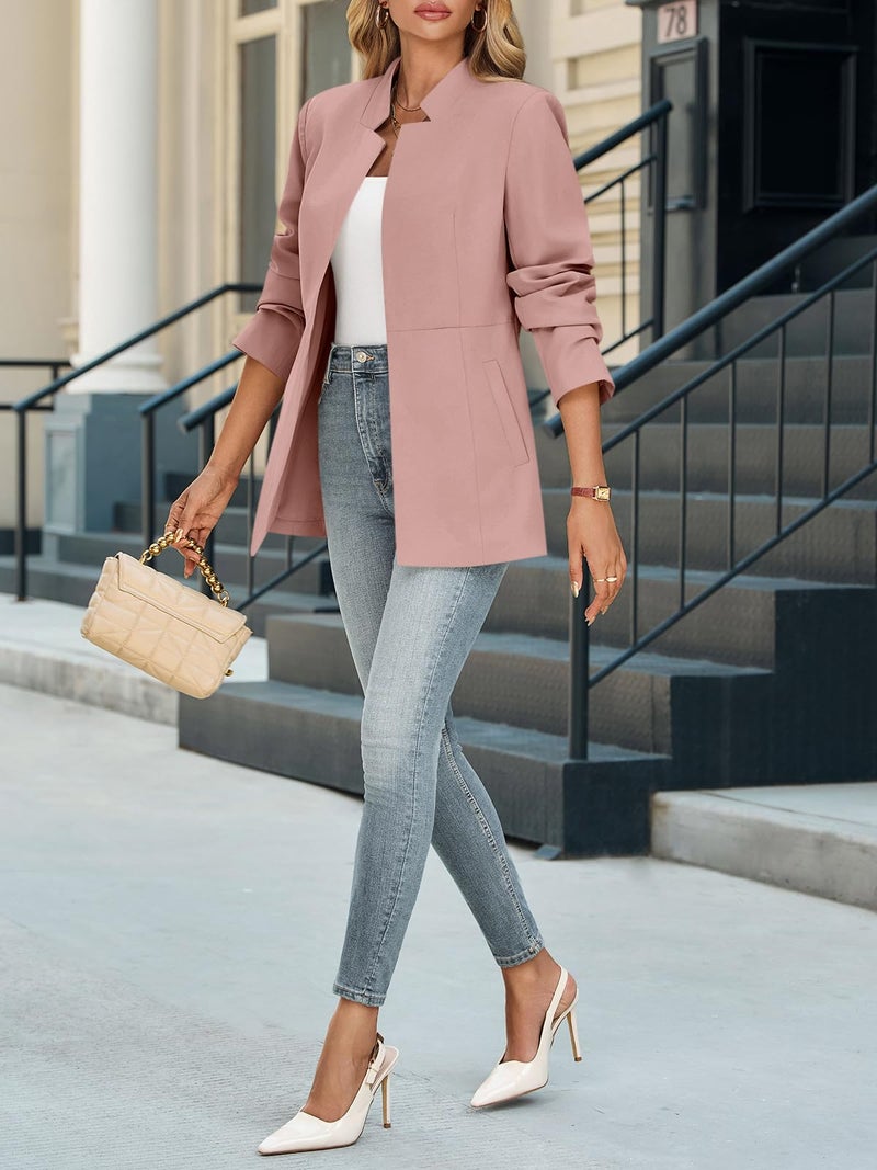 Cicy Bell Womens Business Casual Blazer Long Sleeve Open Front Notch Stand Collar Blazer Work Office Jacket Suit - Image 4