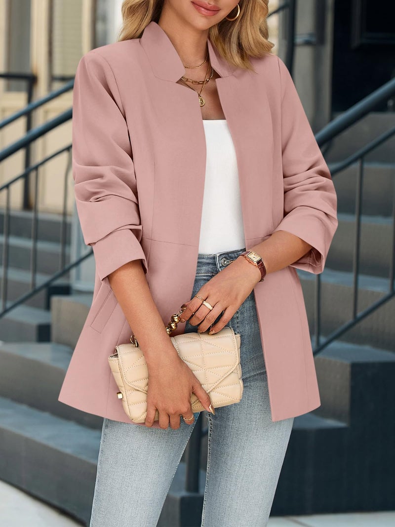 Cicy Bell Womens Business Casual Blazer Long Sleeve Open Front Notch Stand Collar Blazer Work Office Jacket Suit - Image 3