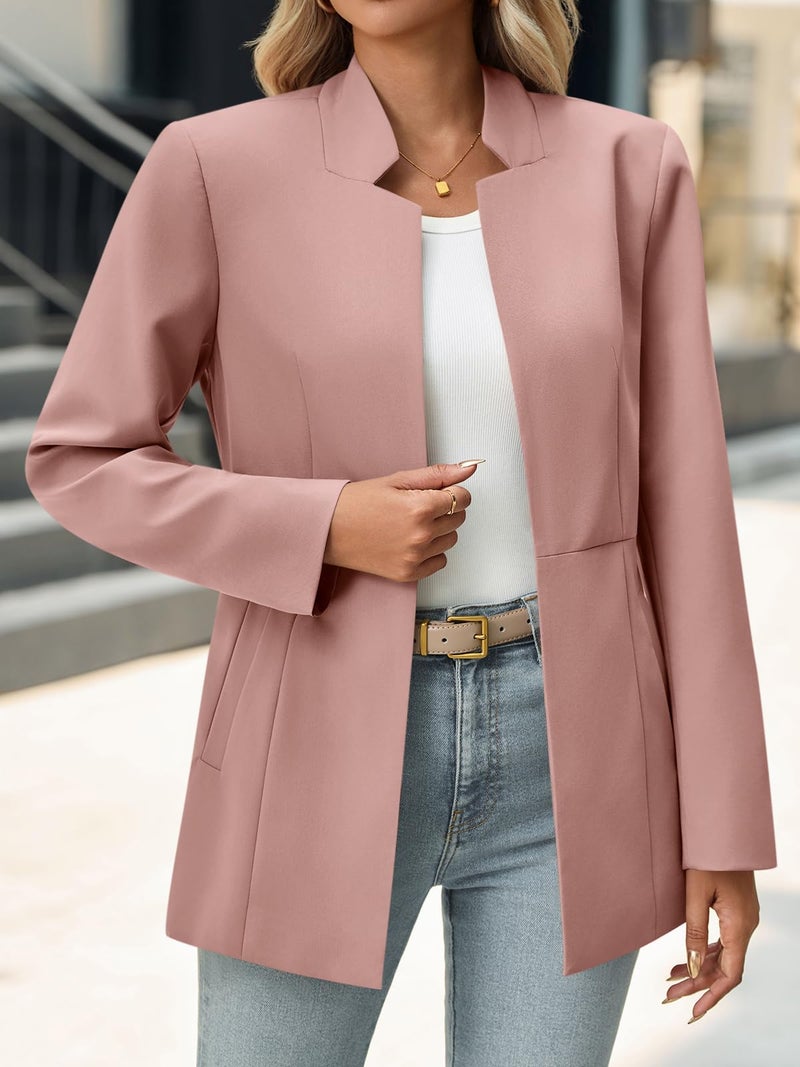 Cicy Bell Womens Business Casual Blazer Long Sleeve Open Front Notch Stand Collar Blazer Work Office Jacket Suit - Image 2