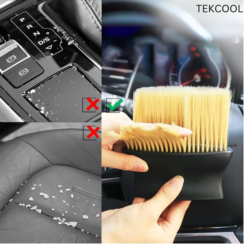TEKCOOL مجموعة TEKCOOL من 5 قطع من الأقمشة الدقيقة لتنظيف السيارات مع فرشاة طويلة للتنظيف الخارجي والداخلي للسيارة، فرشاة لتنظيف فتحات تكييف الهواء للسيارة، مجموعة تنظيف السيارات (A1) - Image 5