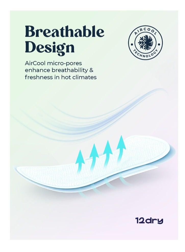 12dry Ultra-Thin Sanitary Pads, 3 Packs × 8 (Total 24 Pads, 300mm, Night Use) – Super Absorbent, Leak-Proof, Odor & Bacteria Protection, Soft & Breathable with AirCool Technology, FDA & FSC Certified - Image 4