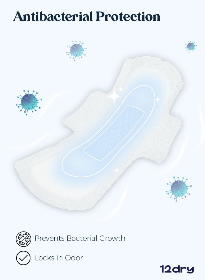 12dry Ultra-Thin Sanitary Pads, 3 Packs × 8 (Total 24 Pads, 300mm, Night Use) – Super Absorbent, Leak-Proof, Odor & Bacteria Protection, Soft & Breathable with AirCool Technology, FDA & FSC Certified - Image 2