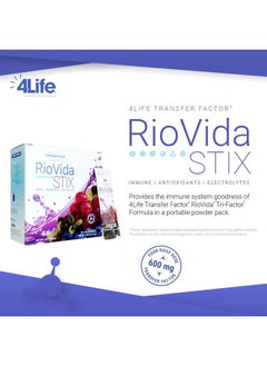 4life Transfer Factor RioVida Stix Tri-Factor Formula, Supports Immune System with Elderberry, Blueberry, Pomegranate and Acai - 15 Packets  - Image 3