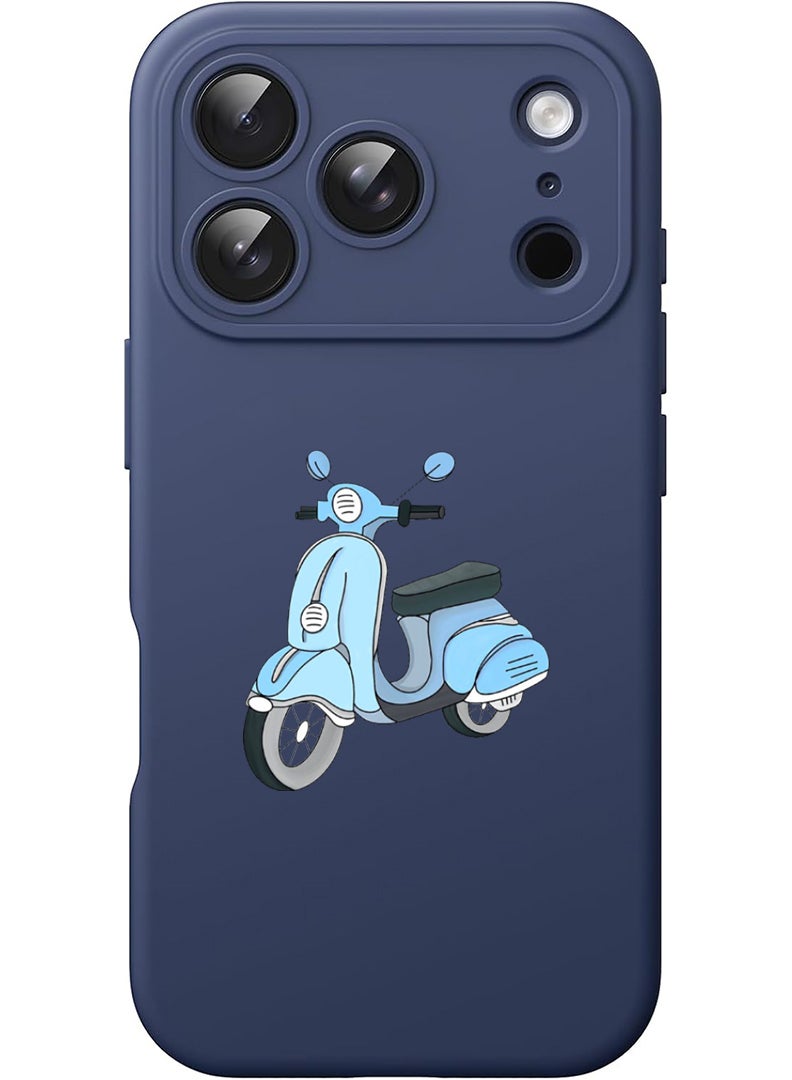 Theodor Protective Slim Fit Case Liquid Silicone Cover with Full Body Protection Anti-Scratch Shockproof Case For Apple iPhone 17 Pro Max (Blue) Vespa - Image 1