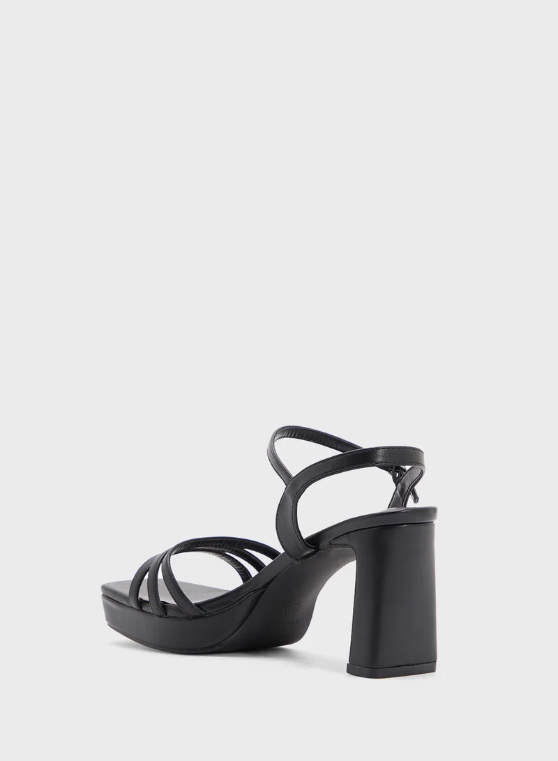 Ginger Square Toe Ankle Strap Platform Heel Sandal