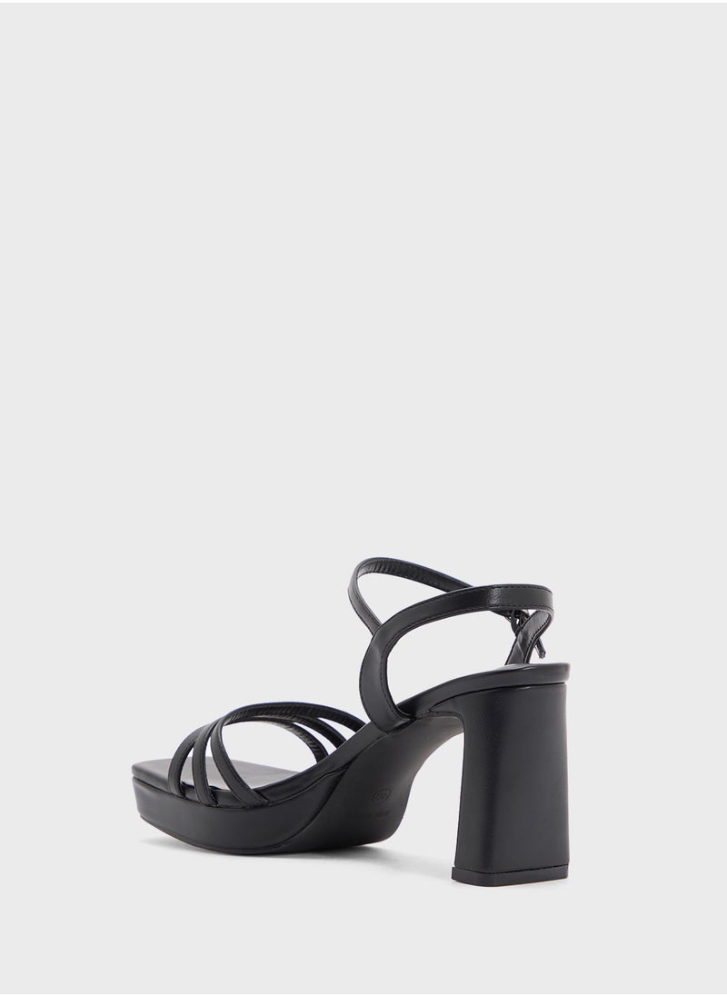 Ginger - Square Toe Ankle Strap Platform Heel Sandal - Image 1