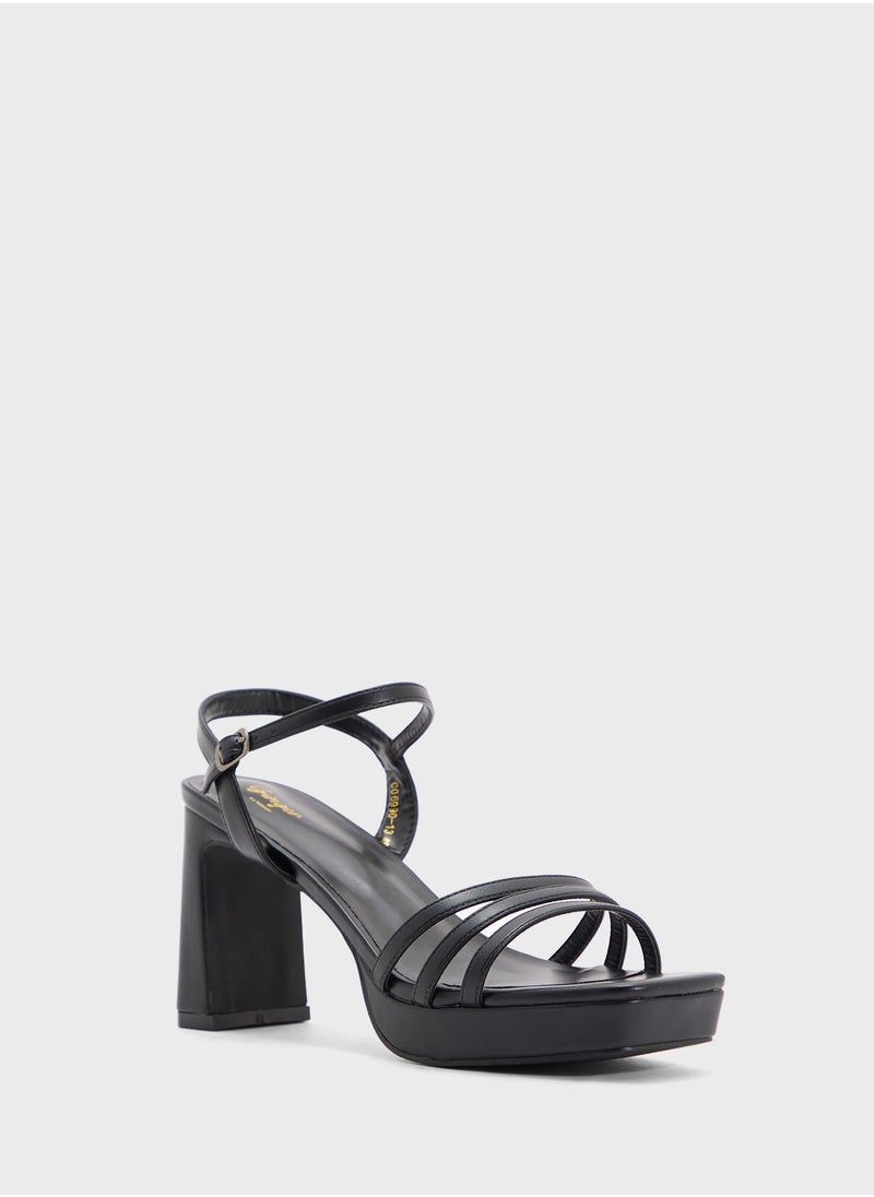 Ginger - Square Toe Ankle Strap Platform Heel Sandal - Image 1