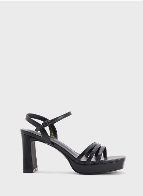 Square Toe Ankle Strap Platform Heel Sandal