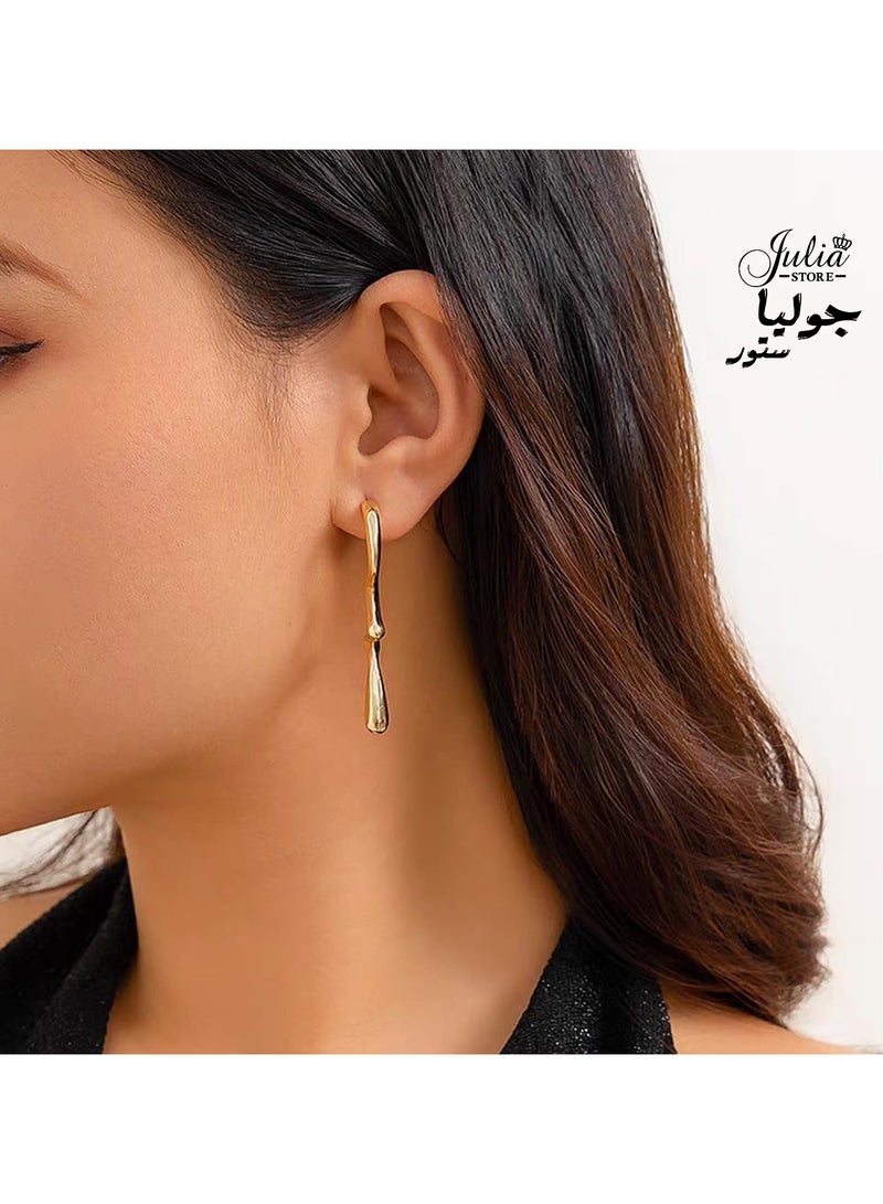 Julia Store Fashion 18K Gold Plated Stainless Steel Irregular Water Drop Long Dangle Earrings Unique Trendy Women  - Image 3
