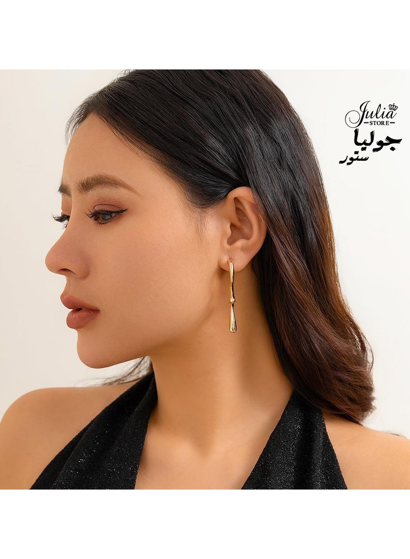 Julia Store Fashion 18K Gold Plated Stainless Steel Irregular Water Drop Long Dangle Earrings Unique Trendy Women  - Image 5
