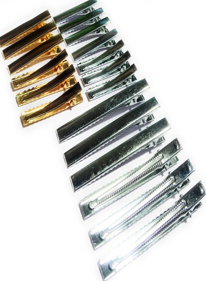 Delicate 4.5 cm silver 50pcs golden 30 pcs and 7.5 cm white 30 pcs combo Flat Metal Single Prong Alligator DIY Barrette Bow Hair Clips total Set of 110 Pieces - Image 2