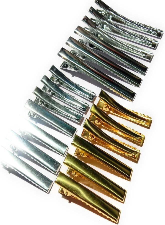 Delicate 4.5 cm silver 50pcs golden 30 pcs and 7.5 cm white 30 pcs combo Flat Metal Single Prong Alligator DIY Barrette Bow Hair Clips total Set of 110 Pieces - Image 1